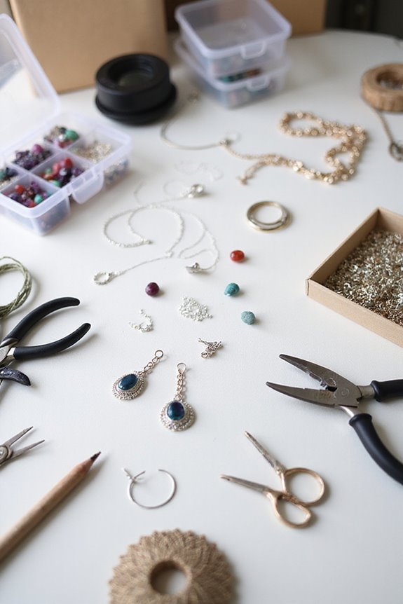organized jewelry making workspace